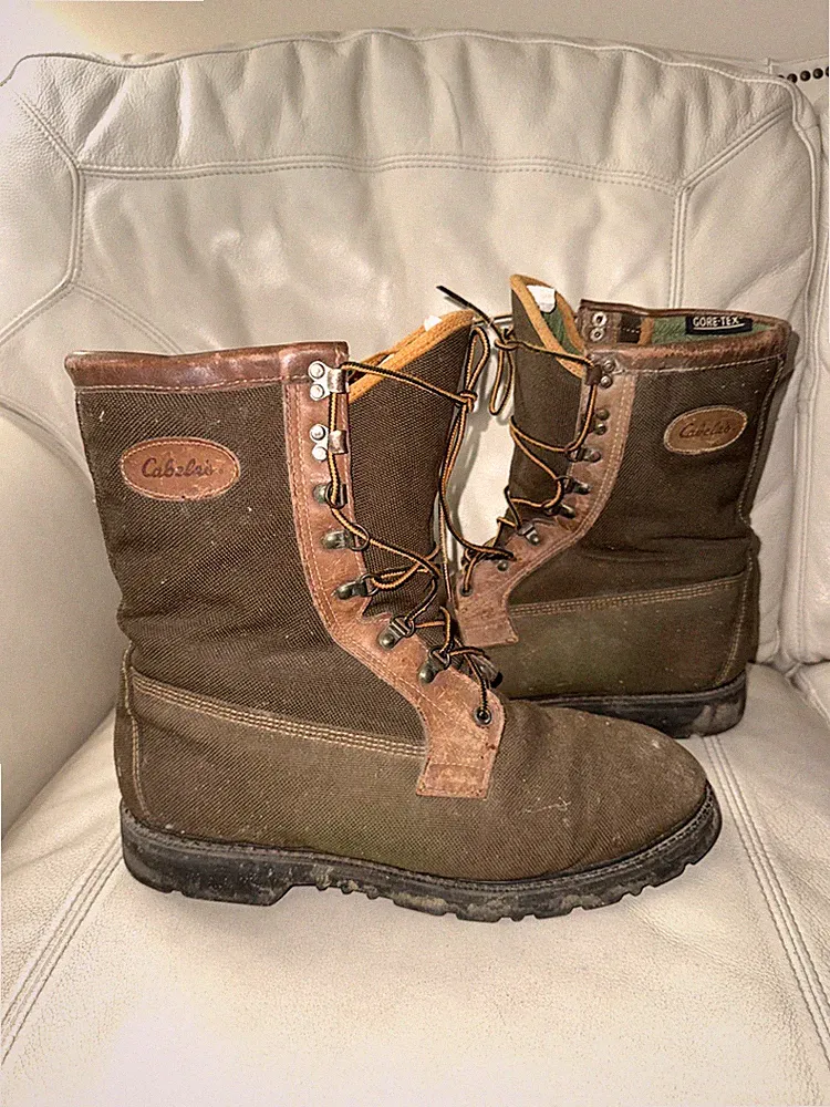 Cabelas Gore-Tex Thinsulate Boots Mens 11D Canvas Leather Hiking Hunting Brown