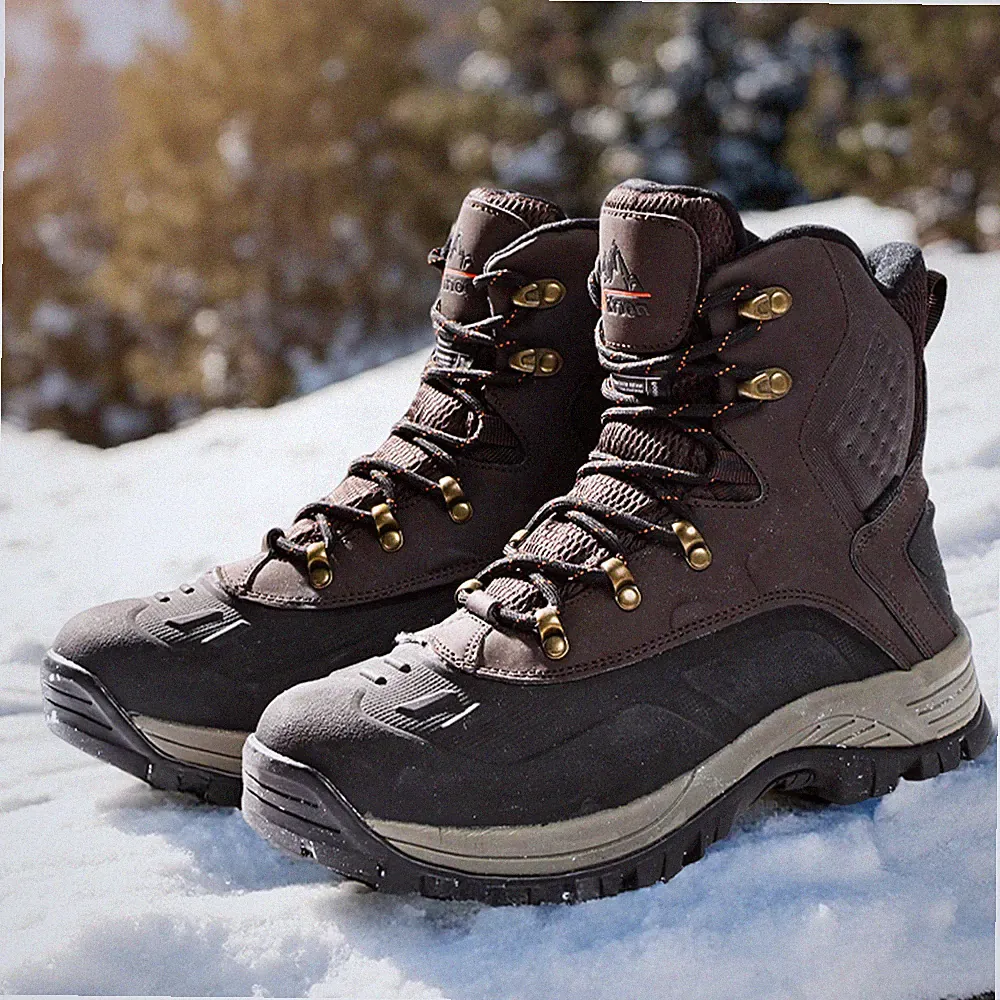 Men's Snow Boots Lace Up Insulated Waterproof Hiking Boots US Size 6.5-15