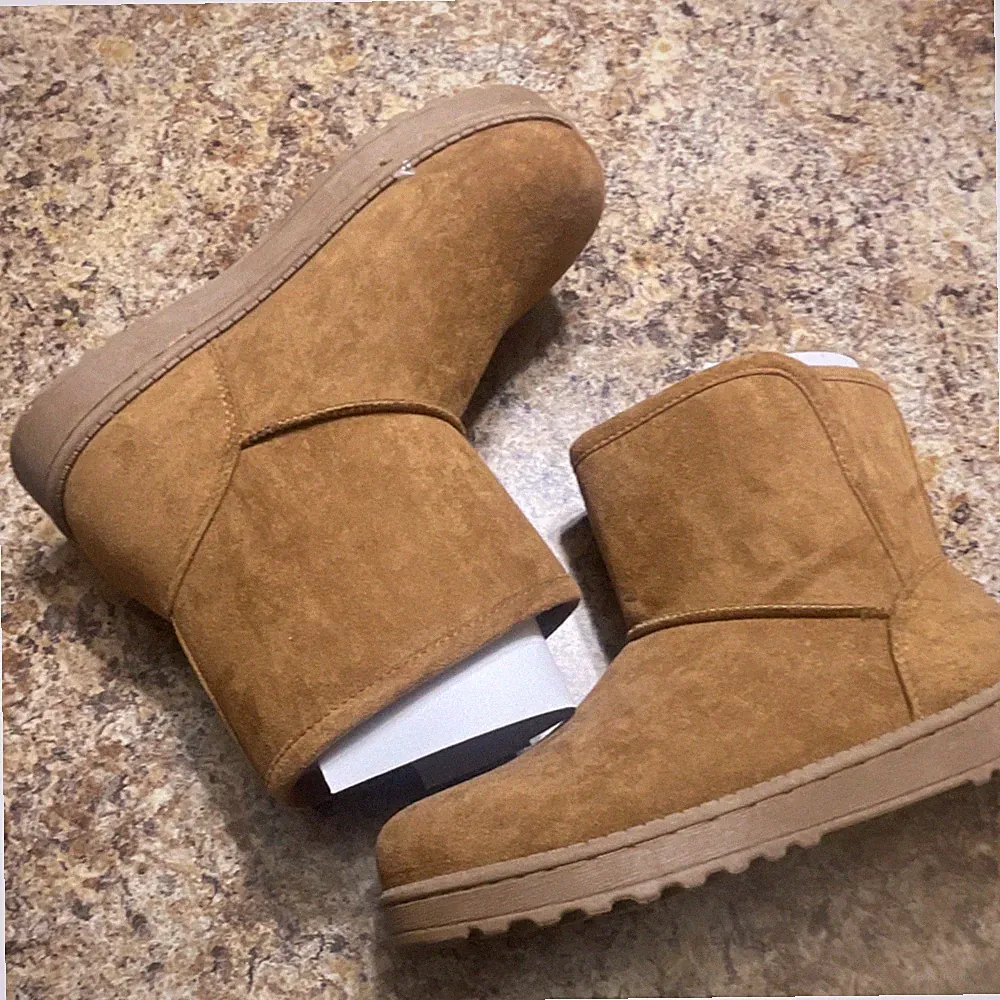 SO Brown Faux Fur Lined Comfort Slip On Ankle Bootie Synthetic Women's